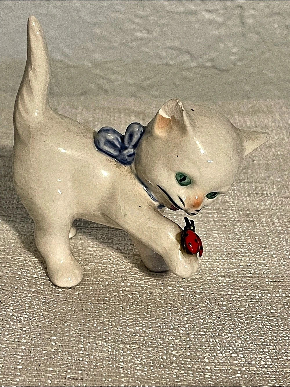 Goebel Cat Figurine Porcelain White & Blue